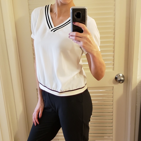 Eden Society - White Sporty V-neck - Picture 1 of 5